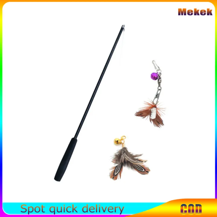 1.8m Retractable Cat Teaser Stick Rod Toy Cat Teaser Wands Fishing Pole With Bells Feathers To Relieve Boredom Cats Supplies