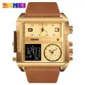 SKMEI Sports Leather Quartz Large Dial Waterproof Watches for Men 1391. 