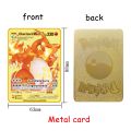 pokemon cards golden Spanish Pokemon Metal Cards Pokémon Letters Charizard Pikachu V VMAX Collection Gold Card GX Original Collection Toy Kid GiftsParty Games Crafts. 