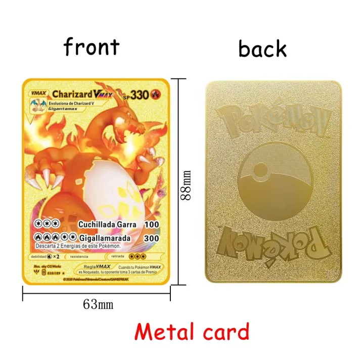 pokemon%20cards%20golden%20Spanish%20Pokemon%20Metal%20Cards%20Pok%C3%A9mon%20Letters%20Charizard%20Pikachu%20V%20VMAX%20Collection%20Gold%20Card%20GX%20Original%20Collection%20Toy%20Kid%20GiftsParty%20Games%20Crafts%20-%20Image%206