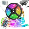 5 Meter LED Strip Light with Remote Control Waterproof Multicolour Changing Light Strip with Bright RGB Colour Home Decoration Festival Light Hotel Gaming Setup Light Diwali Table PC TV  Ceiling. 