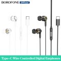 BOROFONE BM90 Type-C Wire Controlled Digital Earphones With Microphone Supports Calls Type-C Audio Plug Wired Headset For Huawei Xiaomi Samsung iPhone/ iPad. 