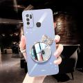 Maitus for Vivo Y30 Back Cover Luxury 6D Plating Square Bumper Shiny Bowknot Makeup Mirror Soft Silicone Girls Cases Full Protection Mobile Phone Case. 