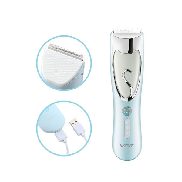 VGR V-203 IPX7 Waterproof Cordless Rechargeable Trimmer Pet Hair Clipper For Dog & Cat Blue Color Trimmer