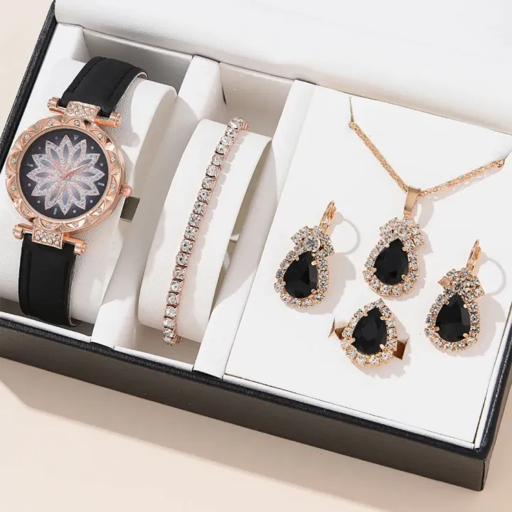 Fashionable%20Women's%20Wristwatch%20Bracelet%20-%20New%205pcs%20Set%20Rhinestone%20Watches%20Luxury%20Women%20Square%20Dial%20Simple%20Wrist%20Watches%20-%20Image%202