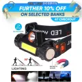 New USB Rechargeable Headlight Powerful XPE+COB Headlamp Head Torch IPX6 Waterproof Head Light with 1200mAn Built-in Battery. 