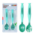 Baby Spoon Baby Eat Learning Training Twist Spoon and Fork Set Newborn Baby Child Tableware Solid Food Bowl Curved Spoon. 
