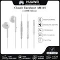 HUAWEI Headset AM115 Earphone Full Bass Wired Half In-Ear Earphones | 3.5mm Edition Headphone | 3-Button With Mic Volume Control | For P30 P20 P10 Mate10 Nova4 4e 3 3i 2 2I Y9 Y Max Mobile Phones Tablet Computer. 