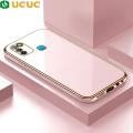 UCUC for Infinix Smart 5 / X657 / X657B / X657C Back Cover + Free Lanyard Colour Luxury 6D Plating Case Side Pattern Soft Silicone Square Phone Cases. 
