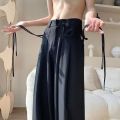 Italian Naples Suit Pants Men's Summer Thin High Waist Straight-Leg ShortsinsHigh Street Trendy Draping Casual Trousers. 