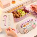 Kawaii Portable Lunch Box For Girls School Kids Plastic Picnic Bento Box Microwave Food Box With Compartments Storage Containers. 
