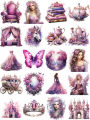 【The Quiet Page】12pcs/pack Purple Fairy Tale Princess World Sticker Diy Craft Scrapbooking Album Junk Journal Decorative Stickers. 