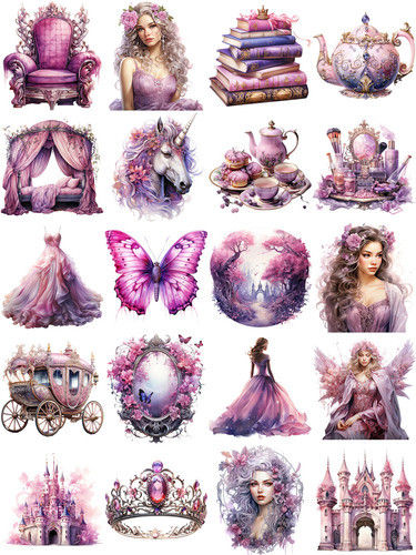 【The Quiet Page】12pcs/pack Purple Fairy Tale Princess World Sticker Diy Craft Scrapbooking Album Junk Journal Decorative Stickers