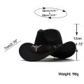 New Wome Men Black Wool Chapeu Western Cowboy Hat Gentleman Jazz Sombrero Hombre Cap Dad Cowgirl Hats Size 56-58cm. 