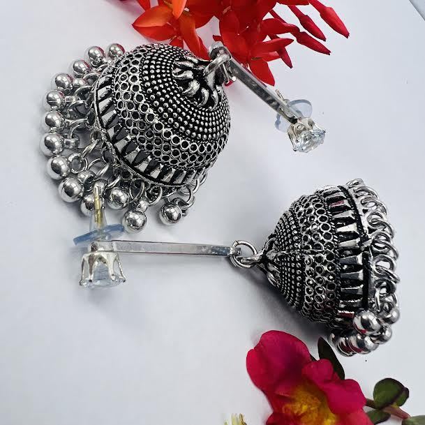 Black%20silver%20radiational%20Long%20Indian%20Jhumka%20Jhumki%20oxidized%20Dangle%20Earrings%20With%20Pearl%20For%20Women%20and%20girl%20-%20Image%209