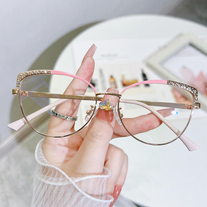 -Embedded%20%20Eye%20Glasses%20Comfort%20Vintage%20Metal%20Frame%20Women's%20Anti%20Blue%20Light%20Eyewear%20Flat%20Lens%20Fashion%20Metal%20Frame%20Anti-blue%20Light%20Glasses%20for%20%20Wear%20Stylish%20Accessory%20Eye%20Protection%20Prescription%20Eyewear%20Computer%20Use%20-%20Image%203