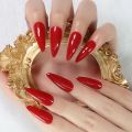 Stiletto Mirror Red Light Gossy Red Color Fingernails Sharp Nails Art Medium Size Wholesale Manicure Full Cover With Tabs. 