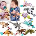 Baby pacifier holder hanging removable plush animal doll toy infant girl boy Soothie pacifier and teether holder with clip. 