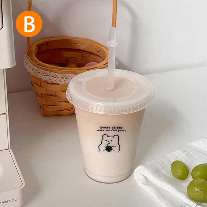 Water Bottle For Coffee Juice Milk Tea Kawaii Plastic Cold Cups With