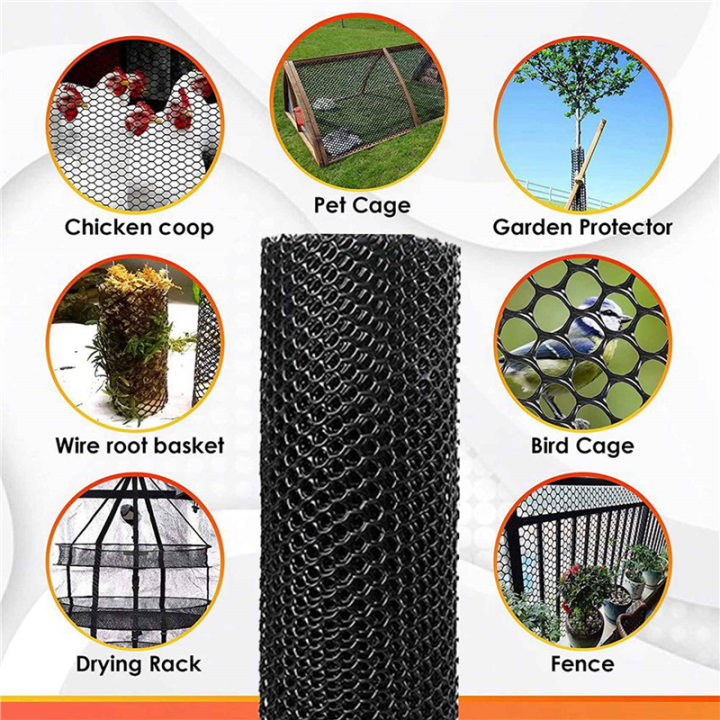 3X%2015.7%20Inch%20x%2010FT%20Plastic%20Chicken%20Fence%20Mesh,Hexagonal%20Fencing%20Wire%20for%20Gardening,%20Poultry,%20Chicken%20Wire%20Frame%20Black%20-%20Image%207