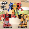 〓Official IP Authorization〓COD〓0783-375 Children's Toy Transforming Alloy Pull-back Robot Engineering Team 5-in-1 Assembly 〓COD〓. 