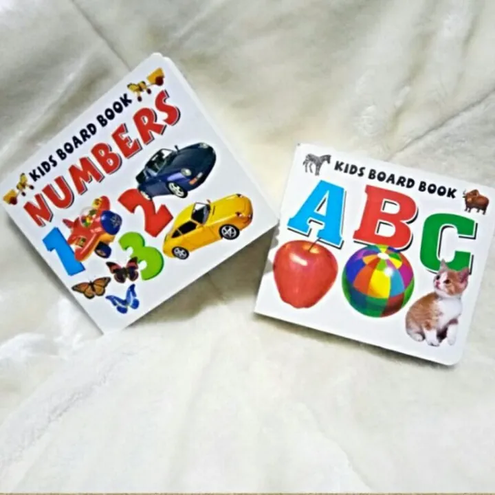 2 Pcs Kids Board Books  ABC Alphabet & Numbers Book with Pictures