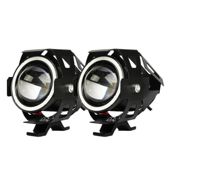 2 Pcs U7 LED Motorcycle Angel Eyes Headlight DRL Spotlights Auxiliary Bright Motorcycle Lamp Accessories Car Work Fog Light