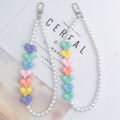 Colorful Resin Heart Flower Pearl Acrylic Beaded Phone Chain Strap For Women Charm Phone Lanyard Accessories. 