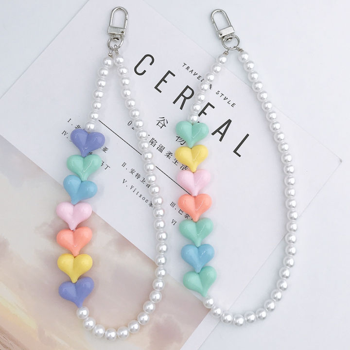 Colorful%20Resin%20Heart%20Flower%20Pearl%20Acrylic%20Beaded%20Phone%20Chain%20Strap%20For%20Women%20Charm%20Phone%20Lanyard%20Accessories%20-%20Image%202