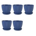 Plastic Planter Pots for Plants, 5 Pack 6 Inch Flower Pots with Drainage Holes and Saucers, for Indoor Outdoor D. 