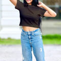 Knit top crop top for girls and ladies fashionable crop top girls top t-shirt. 