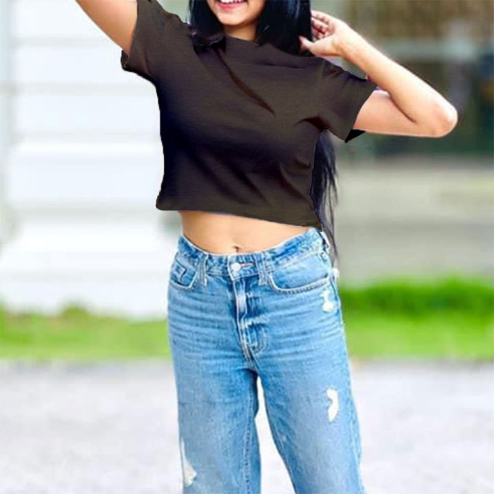 Knit top crop top for girls and ladies fashionable crop top girls