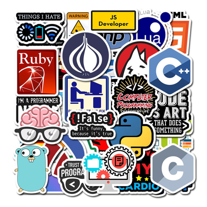【Exclusive Offer】50Pcs/Lot Developer Docker Stickers Hacker CSS Programmer SQL Cool Stickers For Luggage Fridge Guitar Laptop Waterproof Stickers