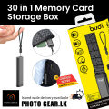 BUDI 30 in 1 Flash Memory Card Storage Box Case Micro SD SIM SD Card Holder Multi-functional Phone Holder Shock-proof Box. 