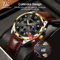 LouisWill Watches Fashion Men Watches Business Casual Wristwatches Leather Watch Quartz Watch Chronograph Watches Luminous Pointers Watch True Three-eye Watch 3ATM Waterproof Watch With Calendar. 