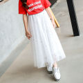 Girl's Miniskirt Mid-Length 2024 Summer New Middle and Big Children Korean Style Starry Skirt Overknee Dress Mesh Skirt. 