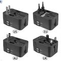 World Wide Universal Multi Plug Travel Adapter US EU UK AU Charger With Dual USB 2 Ports. 