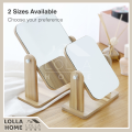 Wooden Desk Mirror High-Definition Portable Foldable Dressing Make Up Mirror 360 Degree Swivel Minimalistic Table Mirror Cermin. 