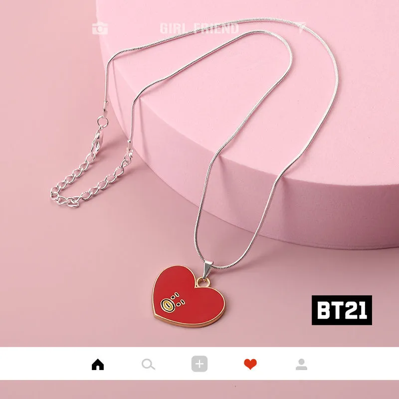 ALLGOOD】1pc KPOP BT21 BTS Necklace Pendant Signature Chain