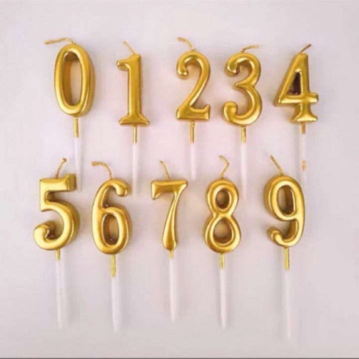 Happy Birthday Party Gold Shine Number Candle / Cake Decoration