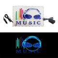 Car Windshield LED Sound Activated Equalizer Car Neon EL Light Music Rhythm Flash Lamp Sticker Styling With Control Box-50x25cm. 