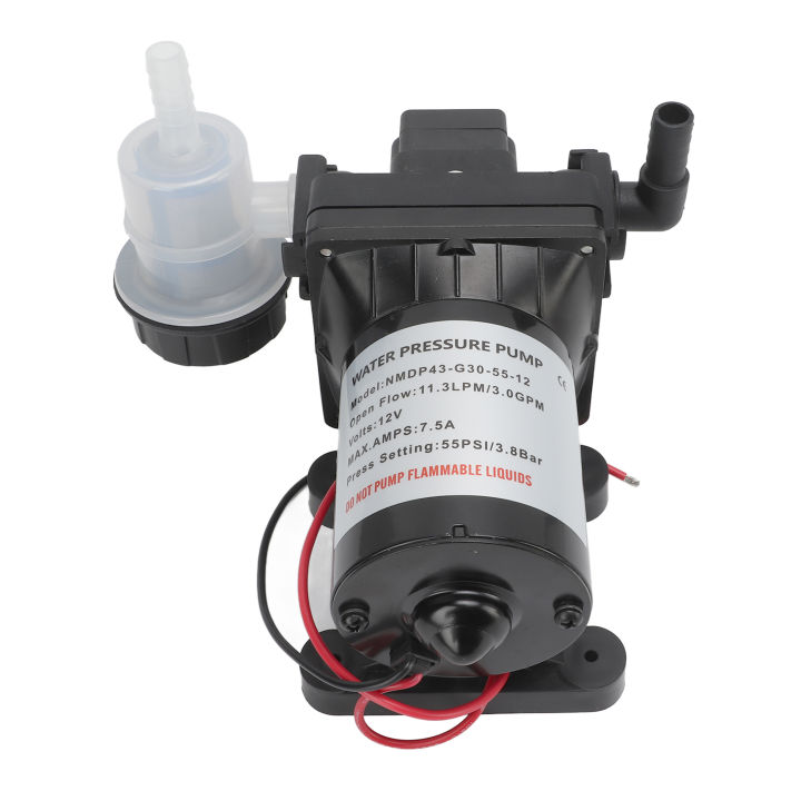 12V Water Pressure Diaphragm Pump 4-Chamber Self-Priming Pump 2.99GPM