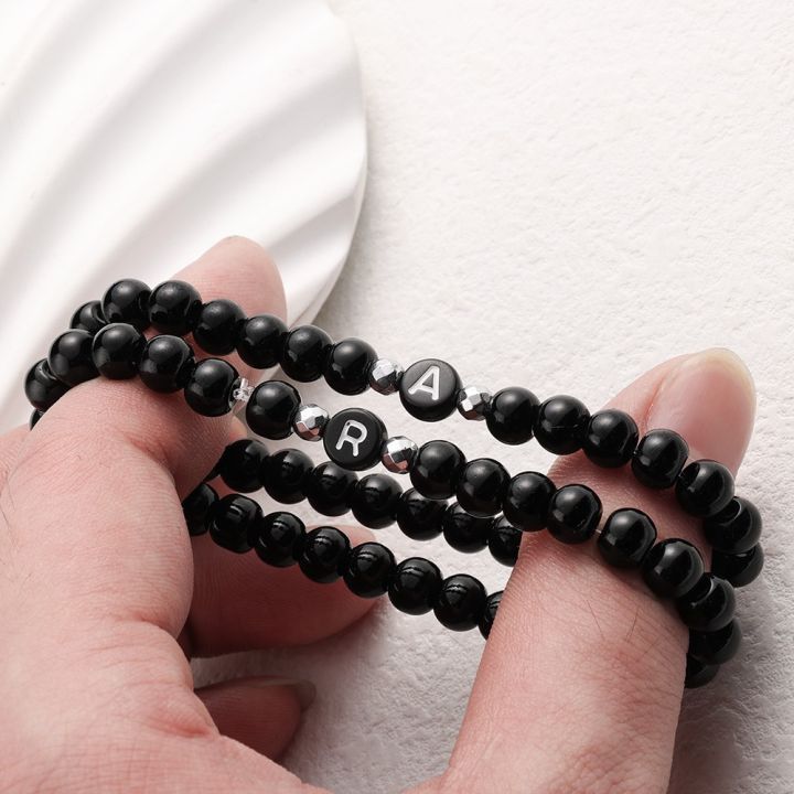 Black%20Frosted%20Stone%2026%20Letters%20Bead%20Name%20Bracelet%20Women%20Men%20Couple%20Love%20Friendship%20Lucky%20Diy%20Bracelets%20-%20Image%203