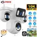 ITECH 4G SIM 4 Lens Security Camera! 20MP Crystal Clear, 12X Zoom, WiFi Outdoor Mini Cam with Spotlight & Siren Alarm HISEE. 