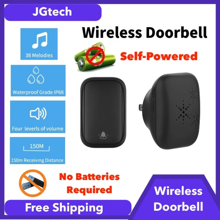 Wireless%20Doorbell%20smart%20Self%20Powered%20Waterproof%20Wireless%20Doorbell%20No%20Battery%20Required%20-%2038%20tunes%20-%204%20volume%20level%20door%20bell%20-%20Image%202