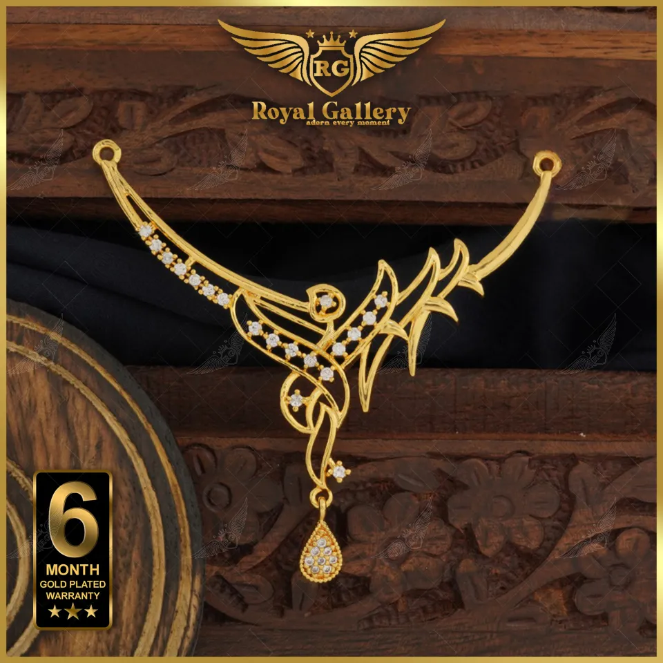 Gold Plated Crystal White Stone Necklace Savadi Pendant