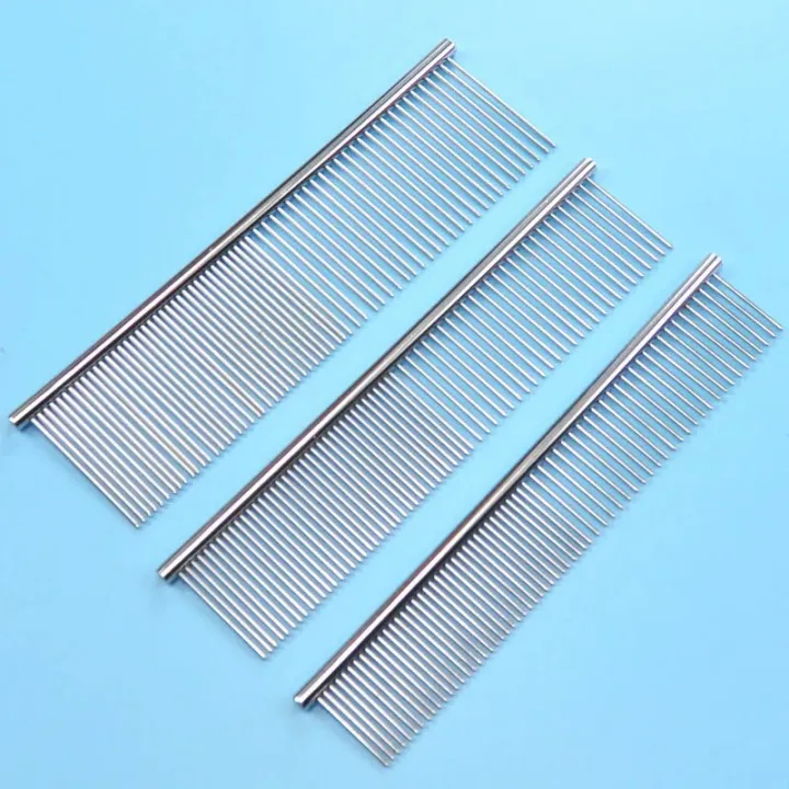 【wholesle668 Store】1 Pcs Stainless Steel Comb Silver Long Thick Pets Dog Cat Grooming Combs For Dogs