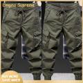 Enigma- Loose Pants Men's Cargo Pants Drawstring Elastic Waist Loose Multi Pockets Solid Color Soft Breathable Ankle-banded Daily Sports Streetwear Hip Hop Long Trousers Style Elastic Waistband Pants. 