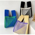 【ALLGOOD】 Niche Design Plaid Shopping Bags Shoulder Bag Women Girls Knot Wrist Bag Tote Bag Handmade Knit Handbag. 