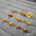Year ˇ Blobfish Lucky Fish Girl Gold-Plated Red Eye Red Fish Pendant Drop Chain Wave Fish Hand Fish Beads Goldfish ﹌ Annual Hanging Glue DIY Carp ，. 